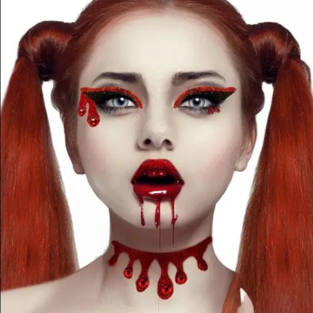 Xotic Eyes Bloodlust Blood Choker Stick On Makeup Rhinestones New